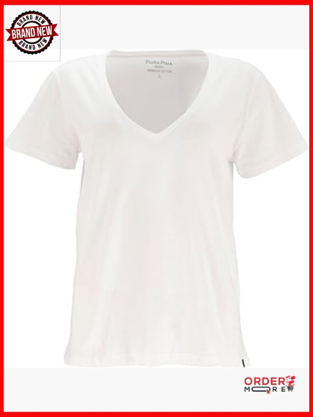 Women's Luxury V-Neck Short Sleeve T-Shirt Soft Cotton Relaxed Fit